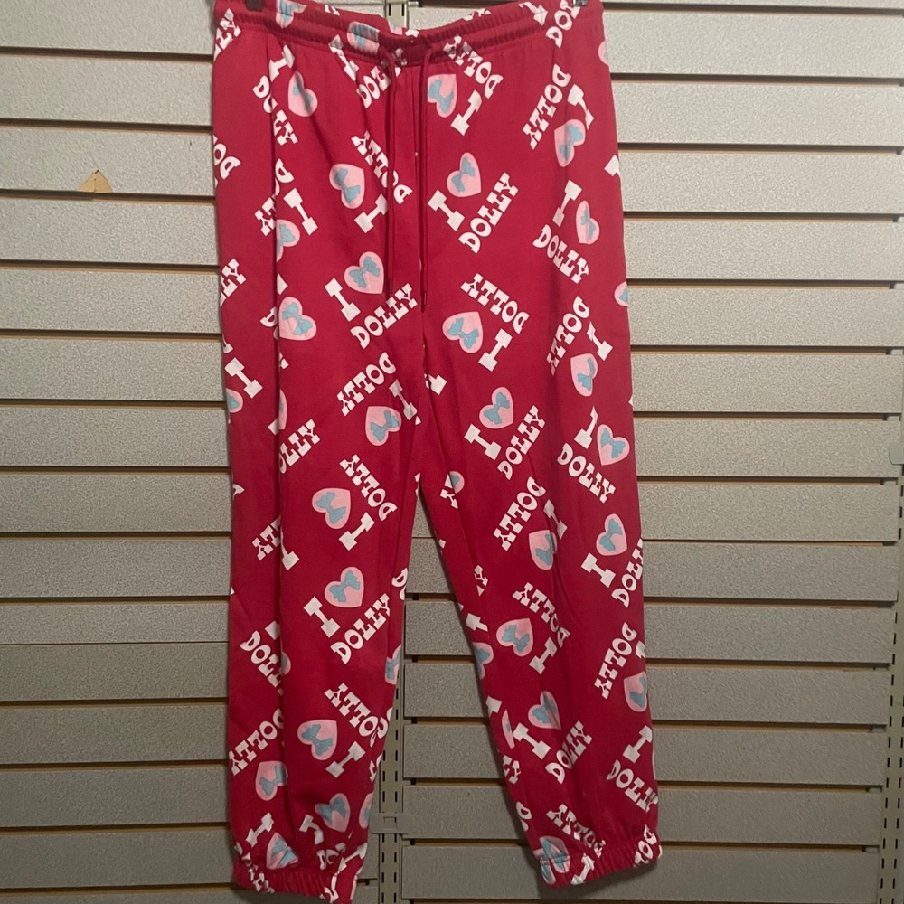 Dolly Parton I‎ Heart Dolly Red Graphic Jogger Sweatpants Plus Size 2XL New